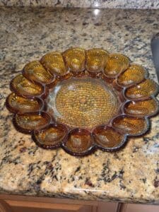 Indiana-Glass-Amber-Hobnail-Egg-Platter