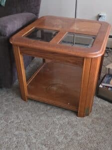 Oak-Glass-Top-End-Table