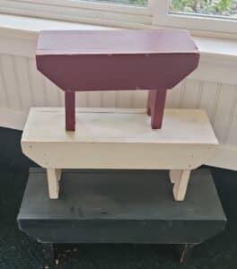 Set-of-Primitive-Painted-Wooden-Stools