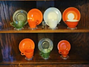 Vintage-Fiestaware-Cups-and-Saucers