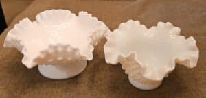 Fenton-Hobnail-Milk-Glass-Ruffled-Bowls