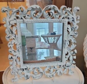 Ornate-White-Cast-Iron-Tabletop-Mirror