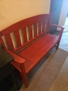 Red-Painted-Slat-Back-Bench-second-image