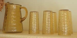 Anchor-Hocking-Wexford-Amber-Glass-Beverage-Set