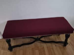 Burgundy-Upholstered-Bedroom-Bench-with-Decorative-Nailhead-Trim