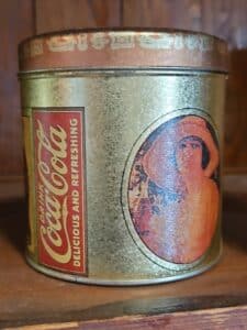 Coca-Cola-Tin-Canister-with-Victorian-Lady