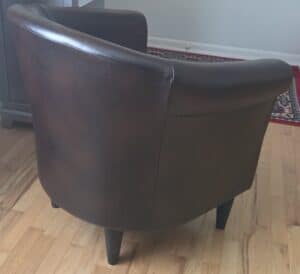 Dark-Brown-Faux-Leather-Barrel-Chair-third-image