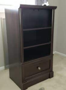Dark-Wood-Bookcase-with-Drawer