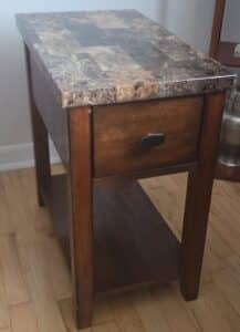 Faux-Stone-Top-Narrow-End-Table-with-Drawer