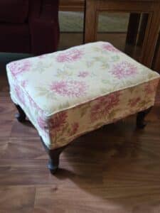 Floral-Upholstered-Footstool