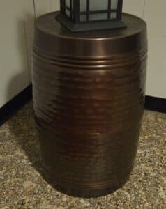 Hammered-Metal-Drum-Garden-Stool