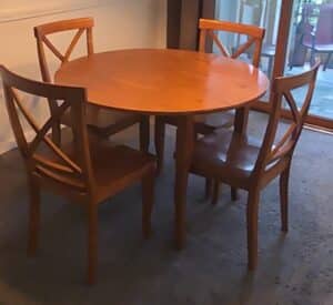 International-Concepts-Solid-Wood-Drop-Leaf-Dining-Set-with-X-Back-Chairs