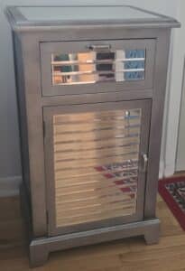Mirrored-Accent-Cabinet-with-Louvered-Detail
