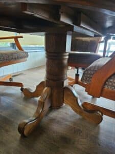 Oak-Pedestal-Dining-Set-with-Swivel-Chairs-fourth-image-1