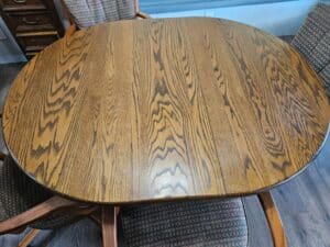 Oak-Pedestal-Dining-Set-with-Swivel-Chairs-second-image-1