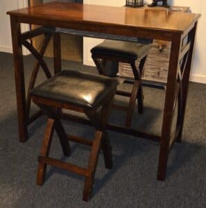 Piece-Counter-Height-Console-Table-Set-with-X-Frame-Stools-second-image-1