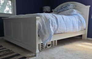 Queen-Size-White-Cottage-Style-Louvered-Panel-Bed-Frame-fourth-image