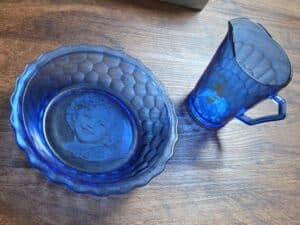 Shirley-Temple-Cobalt-Blue-Glass-Pitcher-and-Bowl