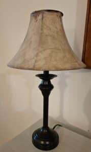 Small-black-metal-desk-lamp-with-parchment-shade-second-image