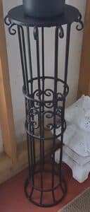 Tall-Wrought-Iron-Pedestal-Plant-Stand-with-Scrollwork-second-image