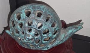 Vintage-Cast-Iron-Snail-Incense-Burner-with-Verdigris-Finish