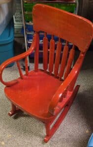 Vintage-Childrens-Spindle-Back-Rocking-Chair-Folk-Art-second-image