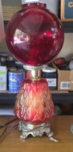 Vintage-Cranberry-Glass-Pineapple-Pattern-Parlor-Lamp