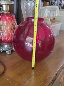 Vintage-Cranberry-Glass-Pineapple-Pattern-Parlor-Lamp-fourth-image