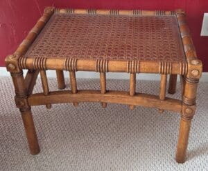 Vintage-Faux-Bamboo-Cane-Inset-Side-Table