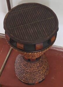 Vintage-Hourglass-Shaped-Rattan-Plant-Stand-second-image