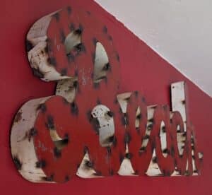 Vintage-Industrial-Metal-Beach-Sign-second-image