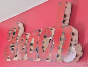 Vintage-Industrial-Metal-Beach-Sign-third-image