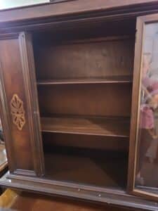 Vintage-Jacobean-Style-Mahogany-China-Cabinet-with-Fan-Inlay-third-image