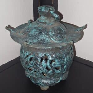 Vintage-Japanese-Bronze-Koro-Incense-Burner-with-Foo-Dog-Finial