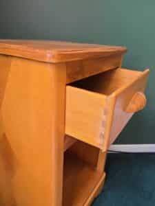 Vintage-Pine-Wood-Nightstand-with-Diamond-Inlay-and-Carved-Pull-fifth-image