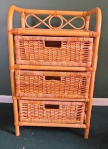 Vintage-Rattan-Three-Drawer-Storage-Chest-with-Gallery-Top