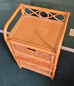 Vintage-Rattan-Three-Drawer-Storage-Chest-with-Gallery-Top-third-image