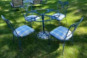 Vintage-Wrought-Iron-Patio-Bistro-Set-with-Grapevine-Motifs-second-image