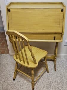 Yellow-Painted-Secretary-Desk-and-Chair-Set