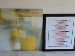 Abstract-Yellow-and-Grey-Canvas-Art-Framed-Botanical-Print-Set
