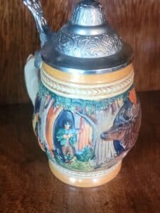 German-Beer-Stein-with-Hunting-Scene-and-Fox-Handle