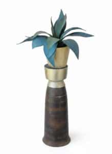 Metal-Agave-Plant-Sculpture-with-Planter-Stand-second-image