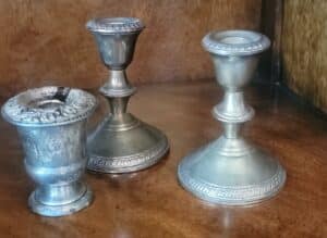 Vintage-Silver-Plated-Candlestick-Set-with-Small-Goblet