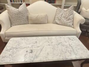 Ethan-Allen-Transitional-Style-Sofa-with-Marble-Top-Coffee-Table