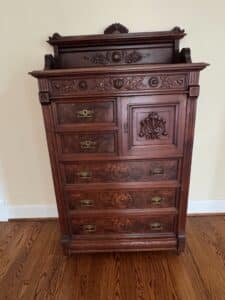 Victorian-Walnut-Burl-Eastlake-Style-Chest-of-Drawers-with-Cabinet