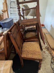 Vintage-Carved-Walnut-Dining-Chairs-with-Leopard-Print-Upholstery