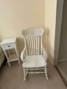 White-Painted-Spindle-Rocking-Chair-with-Carved-Top