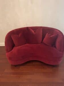 s-Art-Deco-Burgundy-Velvet-Banana-Sofa