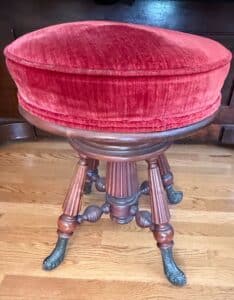 Antique-Victorian-Piano-Stool-with-Claw-Feet-and-Adjustable-Height