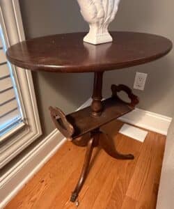 Antique-Walnut-Tilt-Top-Tea-Table-with-Magazine-Rack